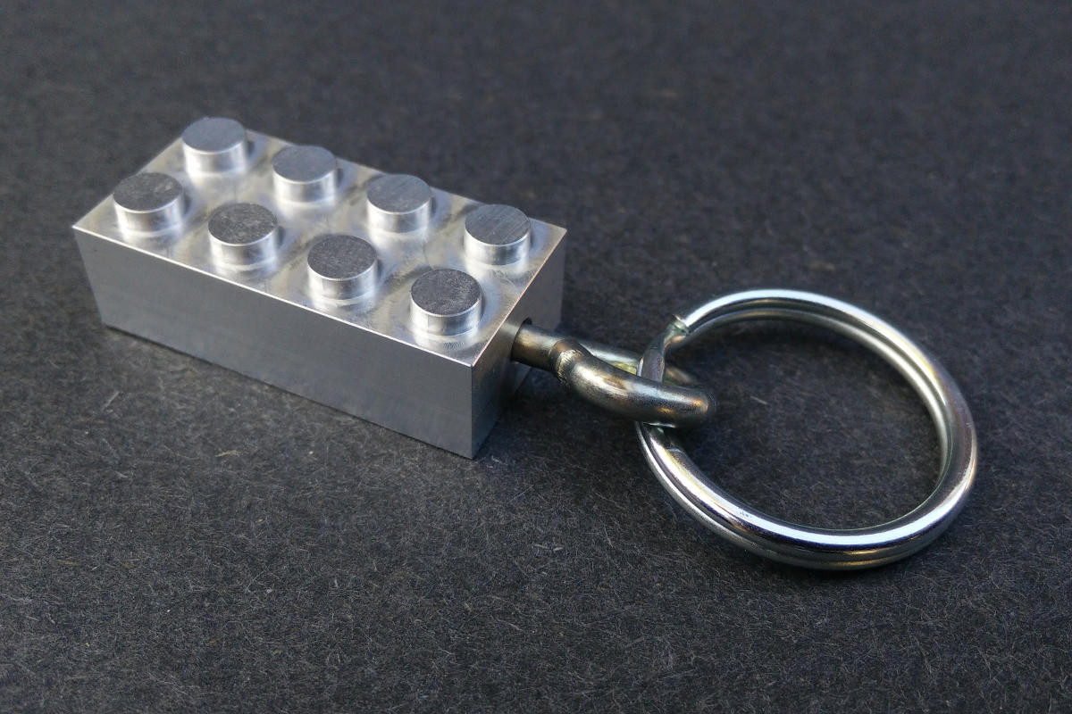 Aluminum 2x4 Brick Keychain [al2x4k]